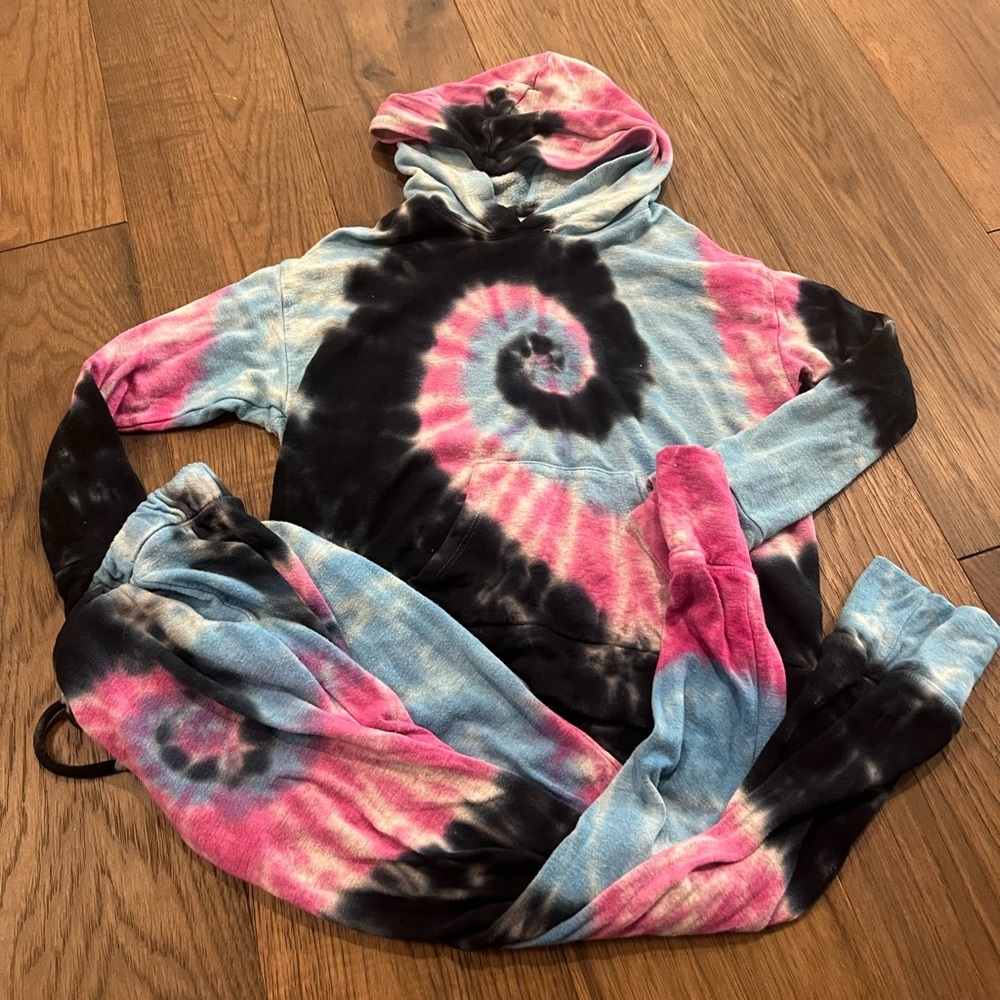 Tie Dye Jogger Sweatshirt Set Girls Size 5 Blue/Pink
